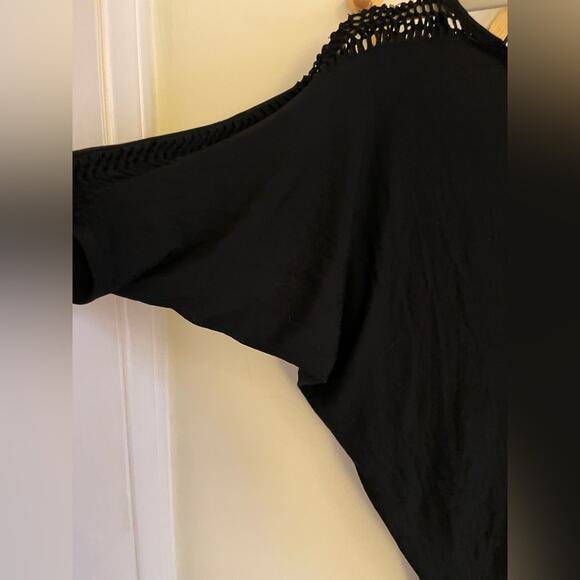 Tart Romper Women's Small Black Shoulder Cut Outs Batwing Sleeves Off Shoulder - Picture 7 of 12